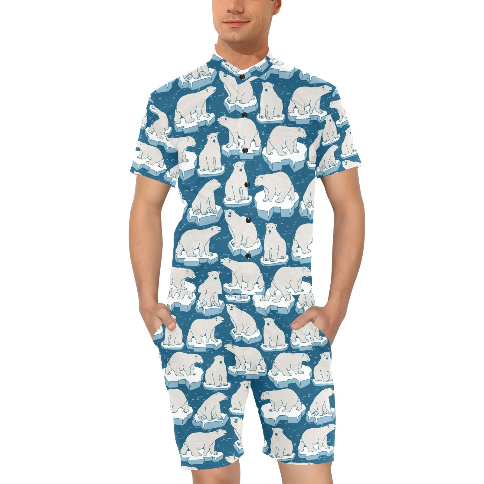 Polar Bear Pattern Print Design PB03 Men's Romper