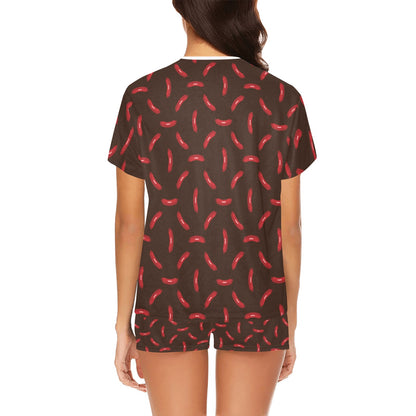 Sausage Print Design LKS302 Women's Short Pajama Set