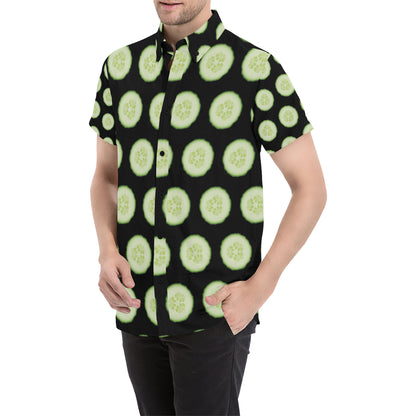 Cucumber Pattern Print Design CC02 Men's Short Sleeve Button Up Shirt