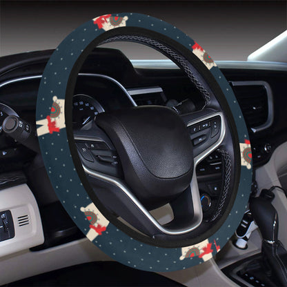 Llama with Polka Dot Themed Print Steering Wheel Cover with Elastic Edge