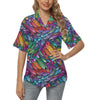 Feather Multicolor Design Print Women's Hawaiian Shirt