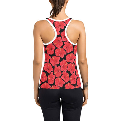 Hibiscus Red Pattern Print Design LKS306 Women's Racerback Tank Top