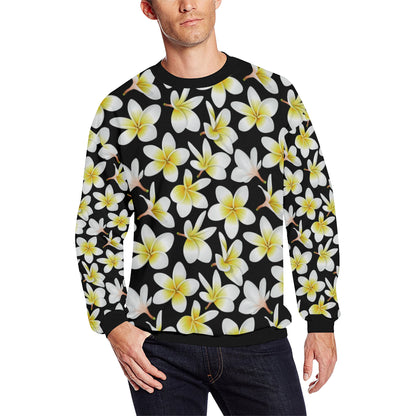 Yellow Plumeria Hawaiian Flowers Men Long Sleeve Sweatshirt