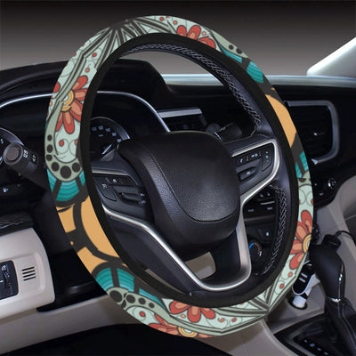 Mandala Pattern Print Design 01 Steering Wheel Cover with Elastic Edge