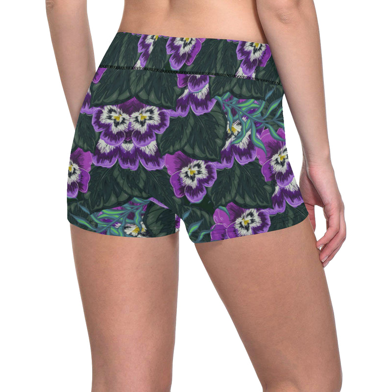 Pansy Pattern Print Design PS07 Yoga Shorts