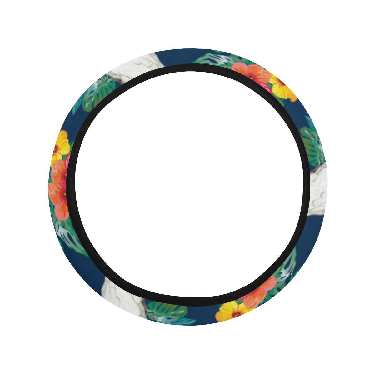 Cockatoo Tropical Pattern Print Design 02 Steering Wheel Cover with Elastic Edge