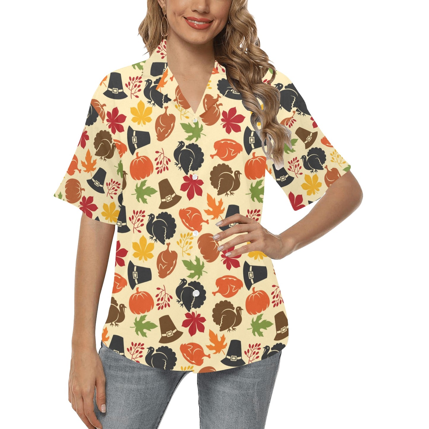 Thanksgiving Print Design LKS303 Women's Hawaiian Shirt