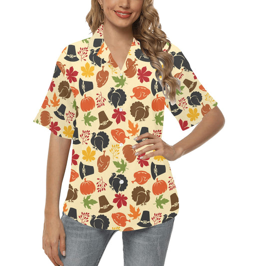 Thanksgiving Print Design LKS303 Women's Hawaiian Shirt