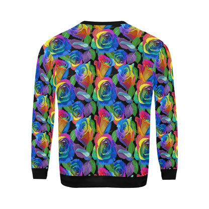 Rose Pattern Print Design RO02 Men Long Sleeve Sweatshirt