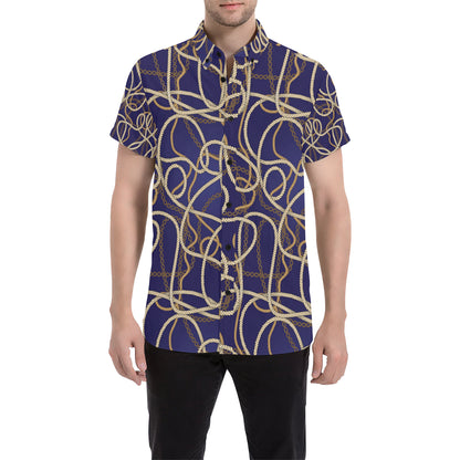 Rope Pattern Print Design A01 Men's Short Sleeve Button Up Shirt