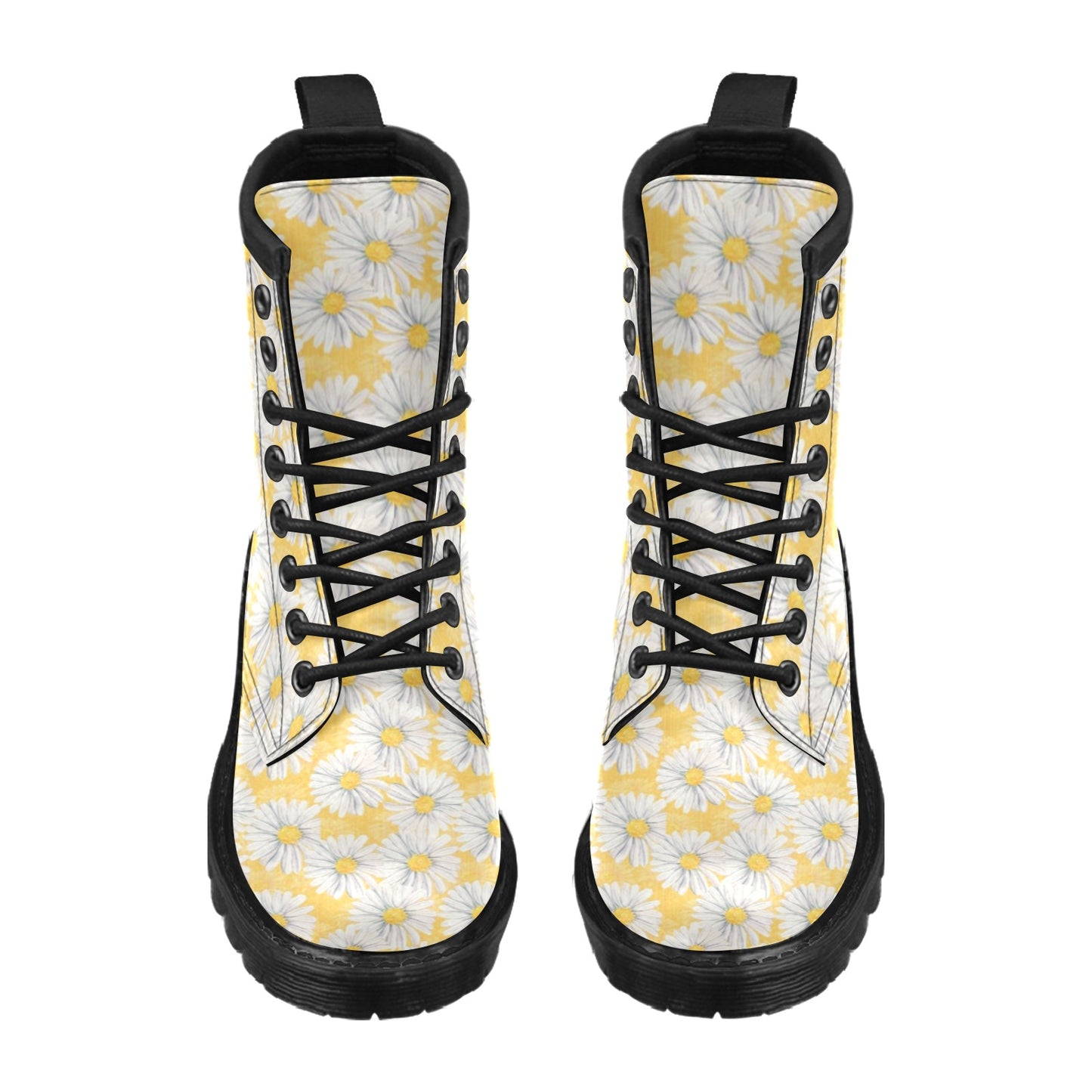 Daisy Yellow Watercolor Print Pattern Women's Boots