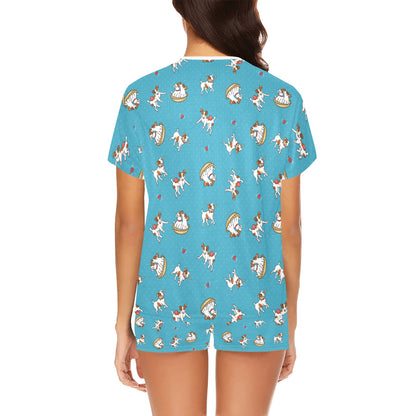 Russell Terriers Playing Print Design LKS305 Women's Short Pajama Set