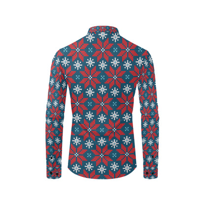 Poinsettia Pattern Print Design A02 Men's Long Sleeve Shirt