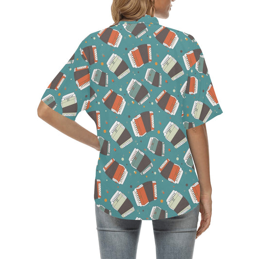 Accordion Pattern Print Design 02 Women's Hawaiian Shirt