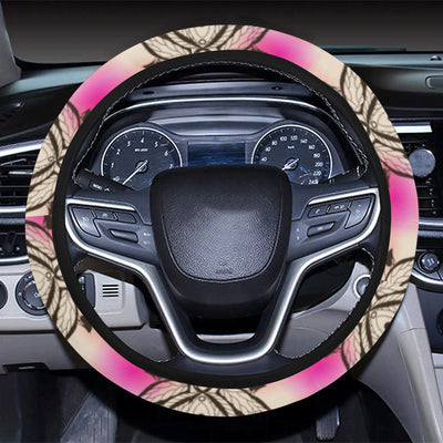 lotus Boho Pattern Print Design LO02 Steering Wheel Cover with Elastic Edge