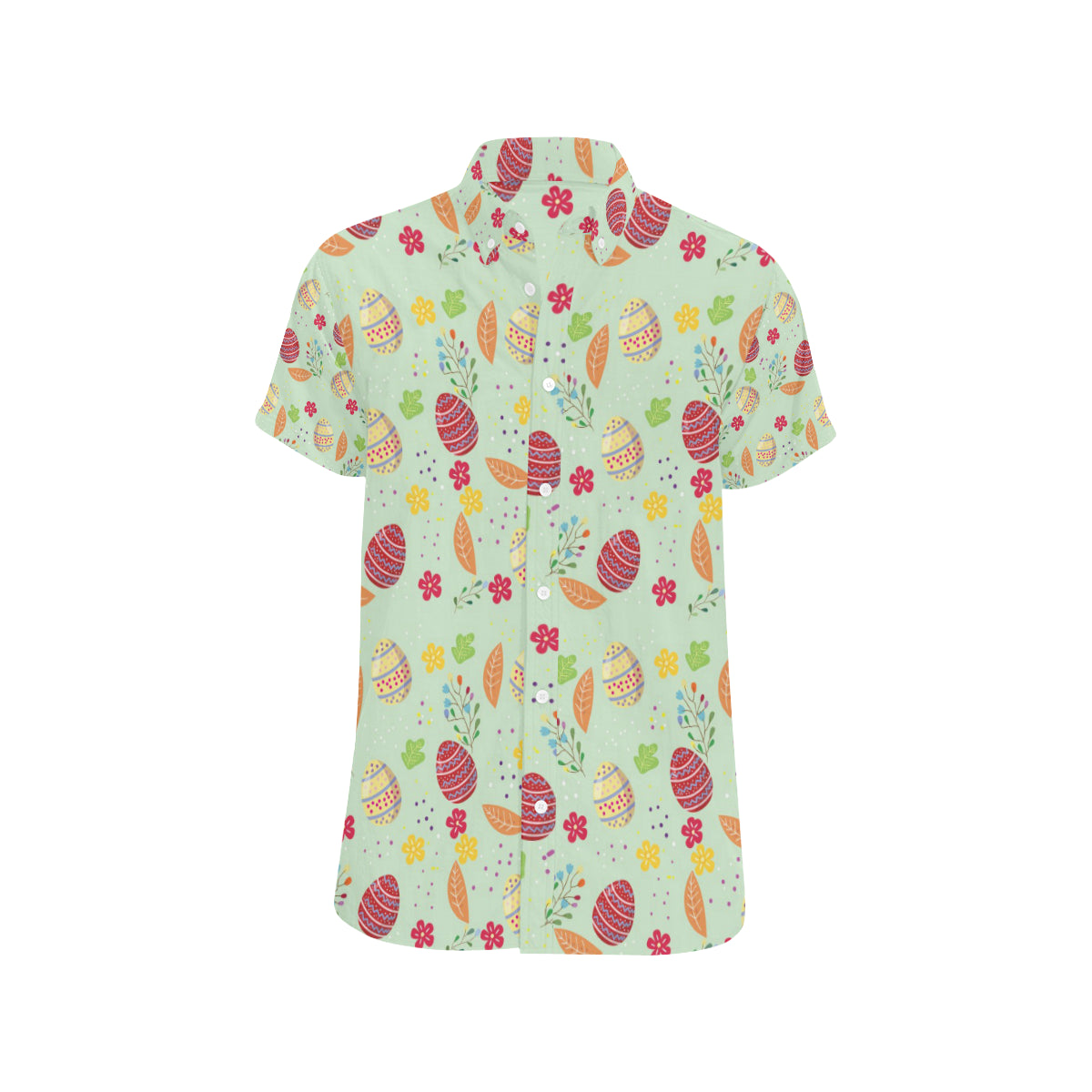 Easter Eggs Pattern Print Design RB07 Men's Short Sleeve Button Up Shirt