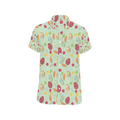 Easter Eggs Pattern Print Design RB07 Men's Short Sleeve Button Up Shirt