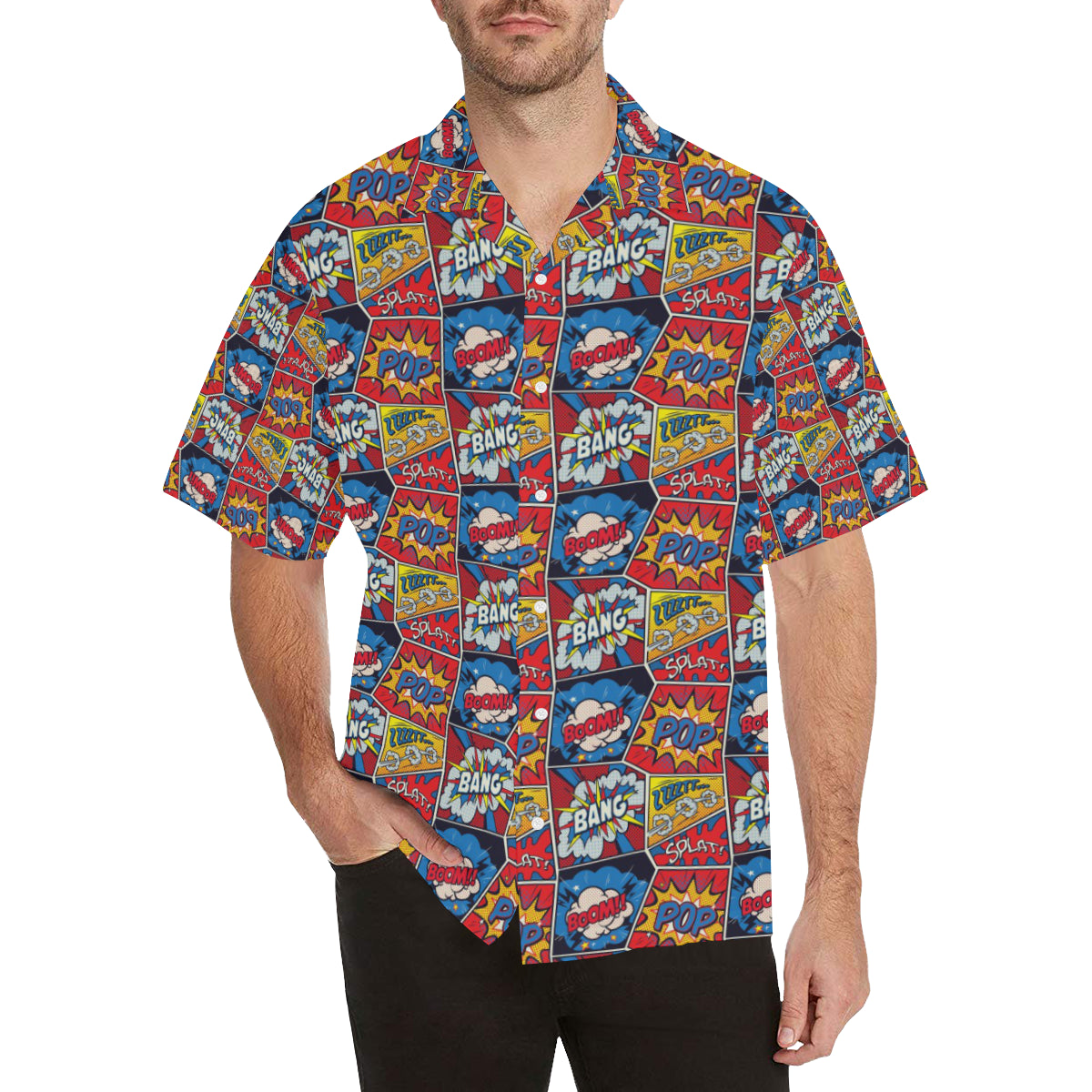 Comic Book Pattern Print Design 03 Men's Hawaiian Shirt