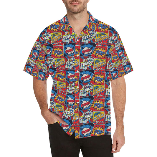 Comic Book Pattern Print Design 03 Men's Hawaiian Shirt