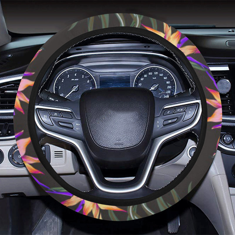 Hibiscus Pattern Print Design HB014 Steering Wheel Cover with Elastic Edge