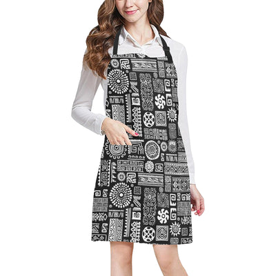 Polynesian Pattern Print Design A02 Apron with Pocket