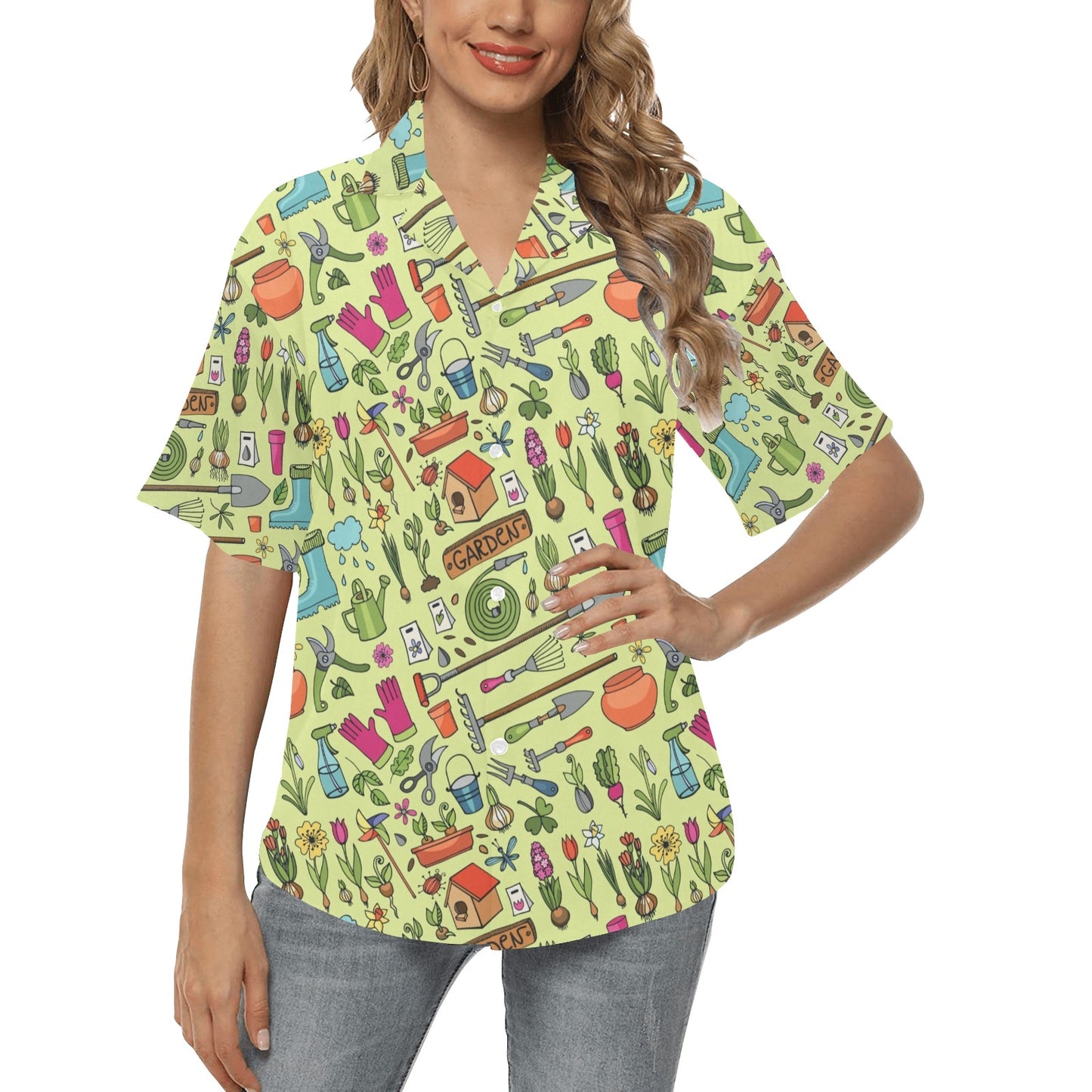 Gardening Pattern Print Design G02 Women's Hawaiian Shirt