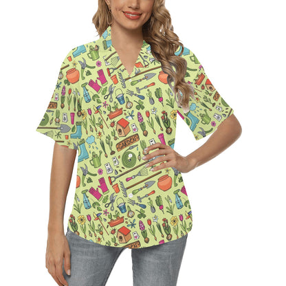 Gardening Pattern Print Design G02 Women's Hawaiian Shirt