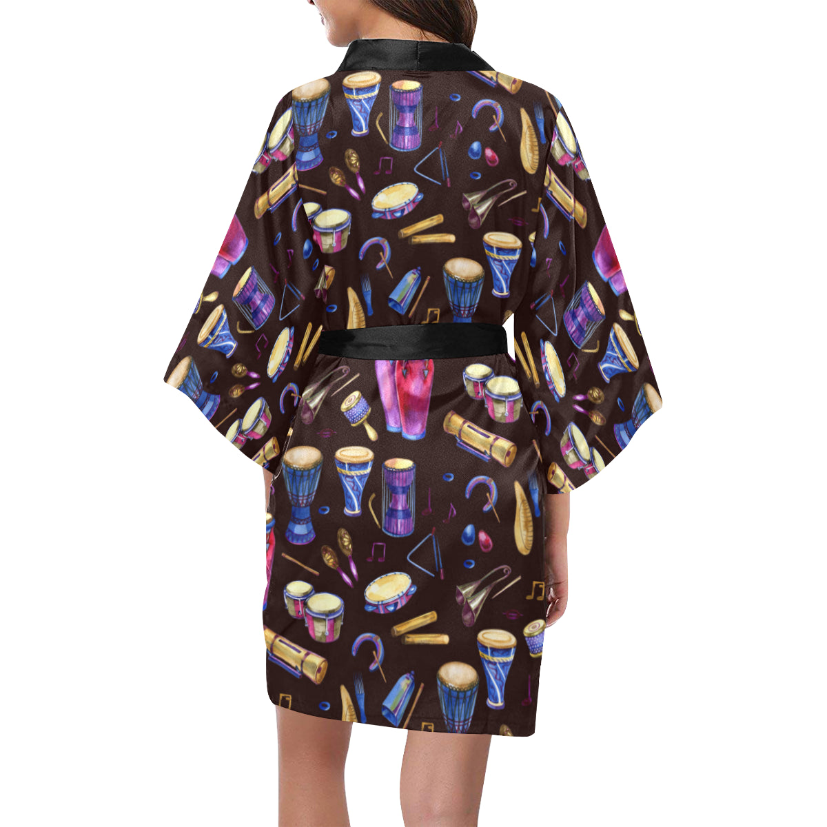 Percussion Neon Pattern Print Design 04 Women's Short Kimono