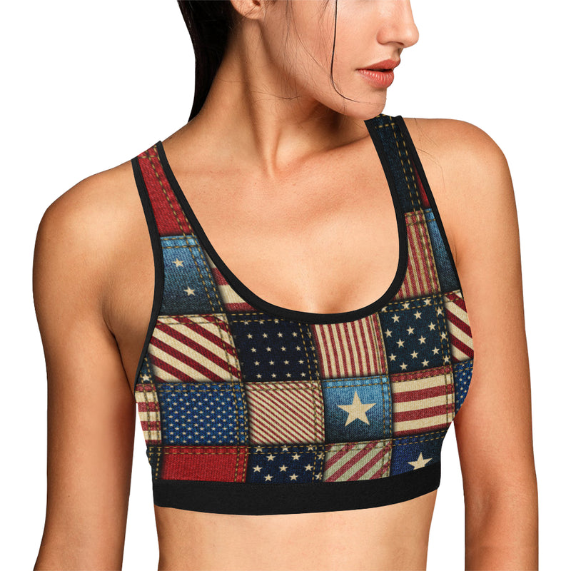 American flag Patchwork Design Sports Bra