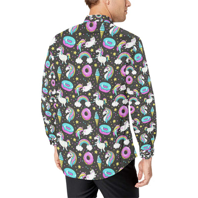 Donut Unicorn Pattern Print Design DN09 Men's Long Sleeve Shirt