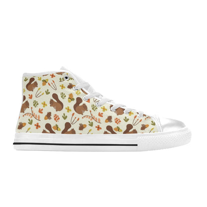 Squirrel Print Design LKS3010 High Top Women's White Shoes
