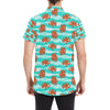 Octopus Cute Design Print Themed Men's Short Sleeve Button Up Shirt