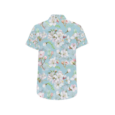 Apple blossom Pattern Print Design AB06 Men's Short Sleeve Button Up Shirt