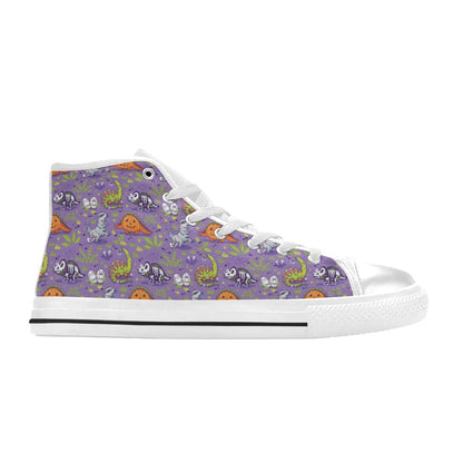 Zombie Dinosaur Print Design LKS302 High Top Women's White Shoes