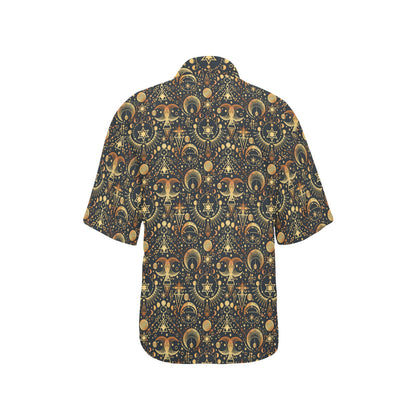 Sun Moon Print Design LKS308 Women's Hawaiian Shirt