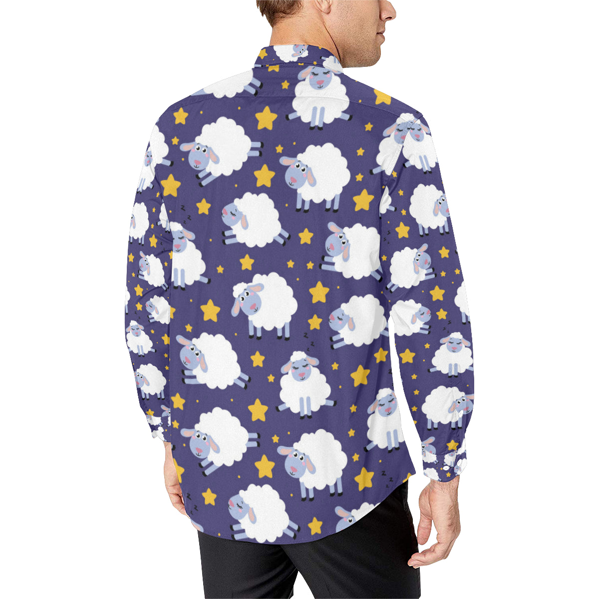 Sheep Pattern Print Design 03 Men's Long Sleeve Shirt