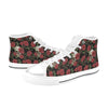 Skull And Roses Print Design LKS303 High Top Women's White Shoes