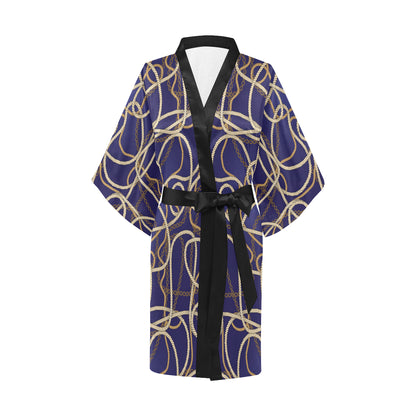 Rope Pattern Print Design A01 Women's Short Kimono