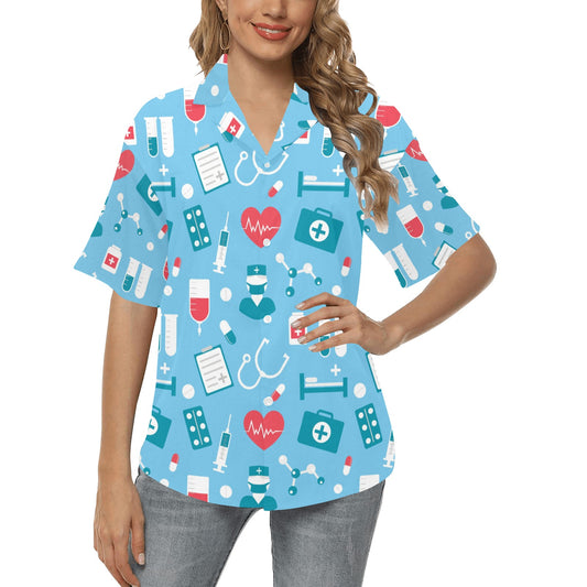Nurse Pattern Print Design A03 Women's Hawaiian Shirt