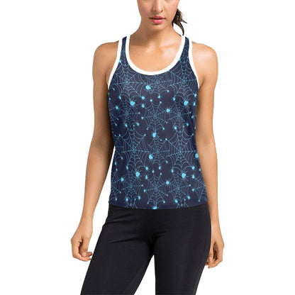 Spider Web Blue Print Design LKS304 Women's Racerback Tank Top