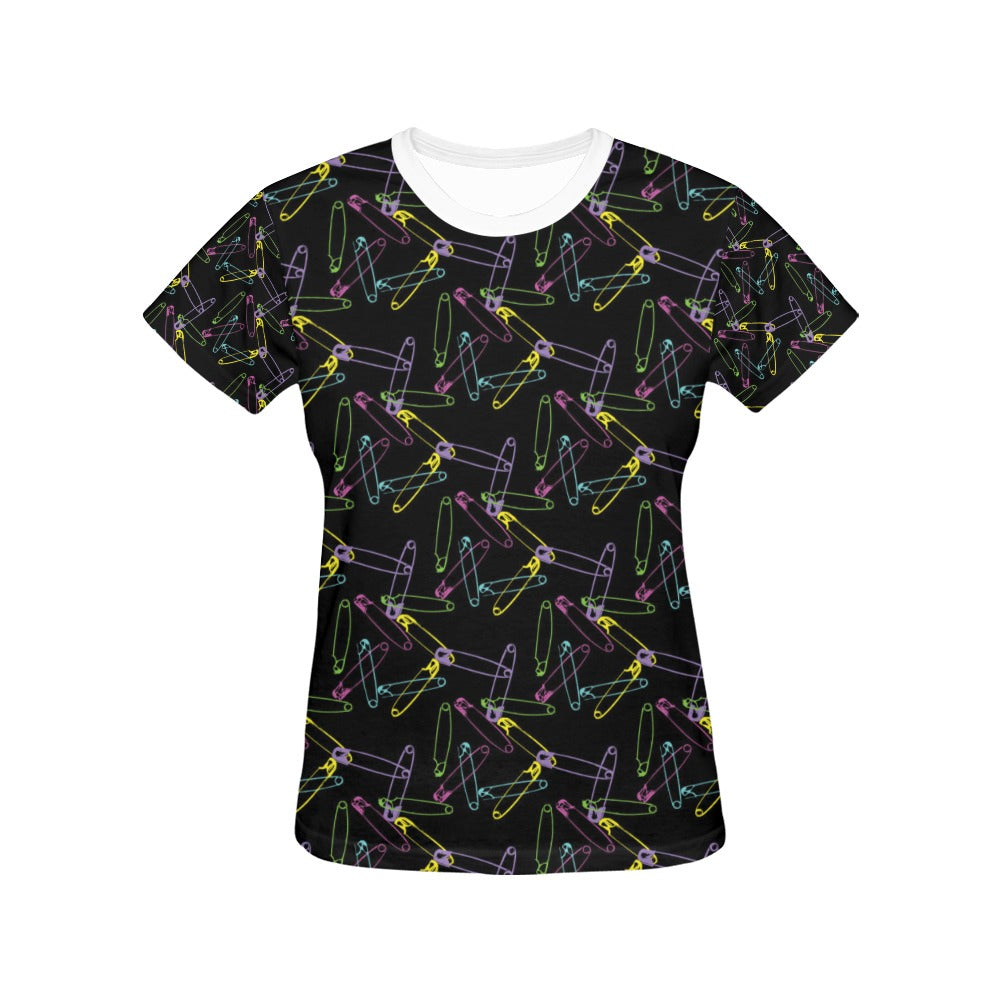 Safety Pin Print Design LKS304 Women's  T-shirt