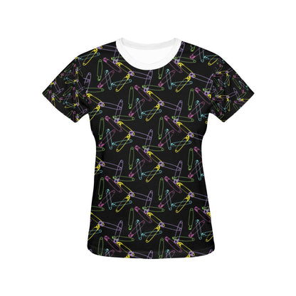 Safety Pin Print Design LKS304 Women's  T-shirt