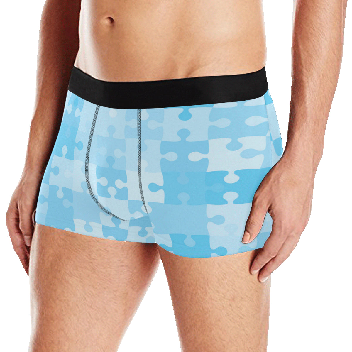 Puzzle Blue Pattern Print Design A04 Men's Boxer Briefs