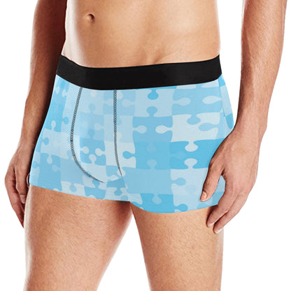 Puzzle Blue Pattern Print Design A04 Men's Boxer Briefs