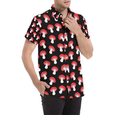 Mushroom Pattern Print Design A02 Men's Short Sleeve Button Up Shirt