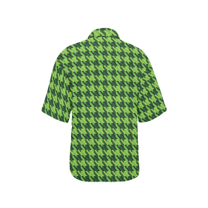 St Patricks Day Houndstooth Pattern Print LKS301 Women's Hawaiian Shirt