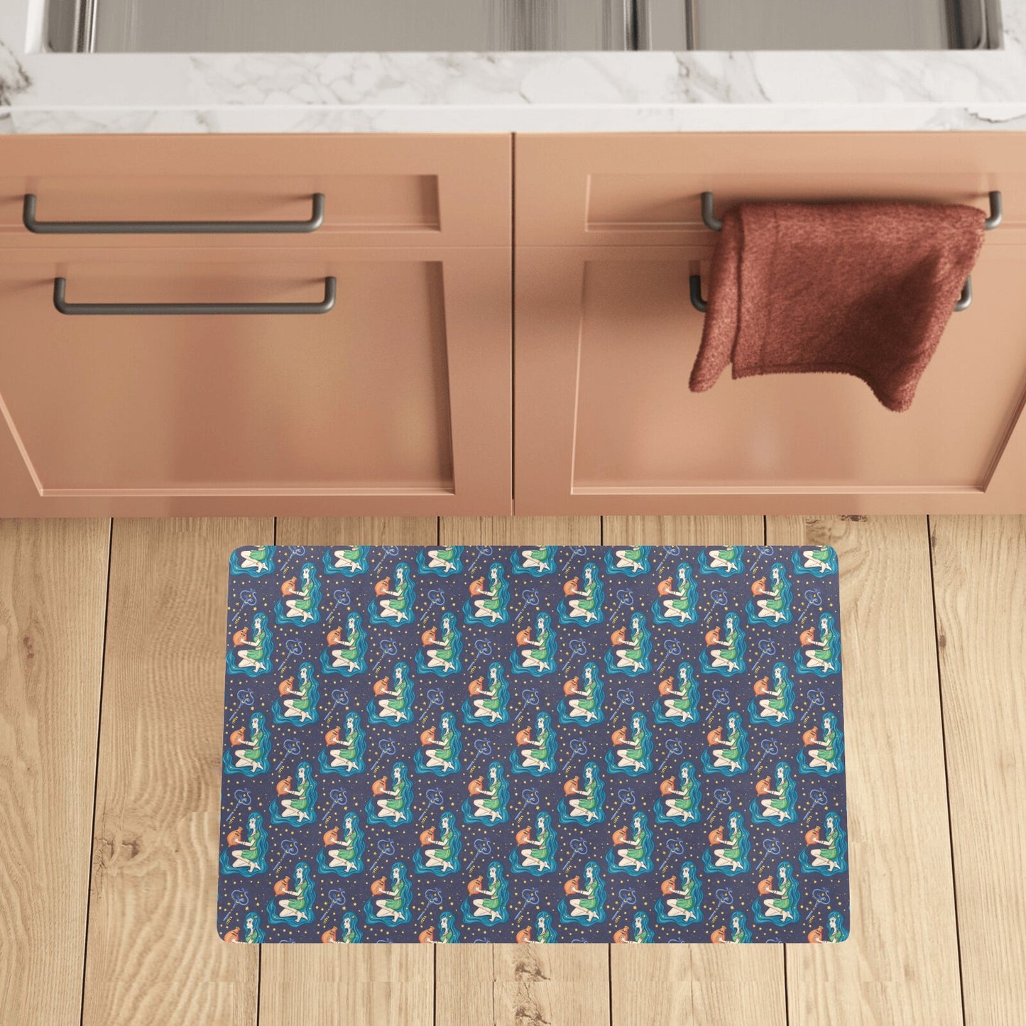 Aquarius Zodiac Pattern Print Design 03 Kitchen Mat