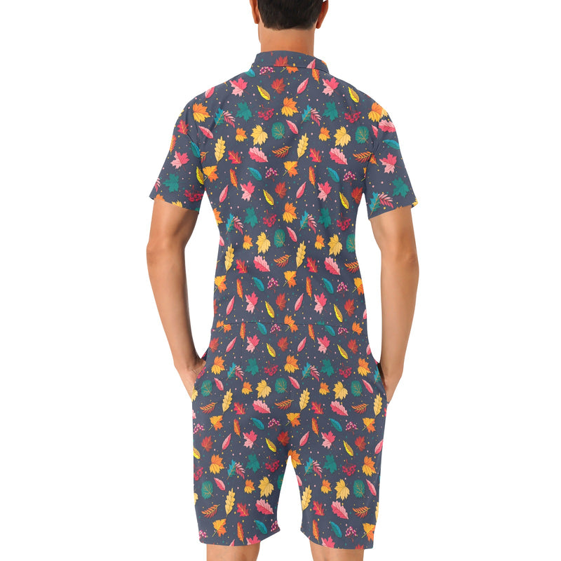 Elm Leave Colorful Print Pattern Men's Romper