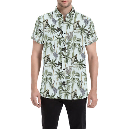 Rainforest Pattern Print Design RF04 Men's Short Sleeve Button Up Shirt