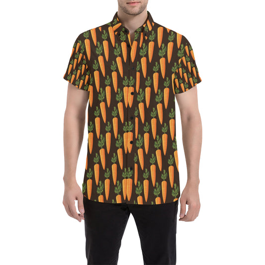 Carrot Pattern Print Design 06 Men's Short Sleeve Button Up Shirt